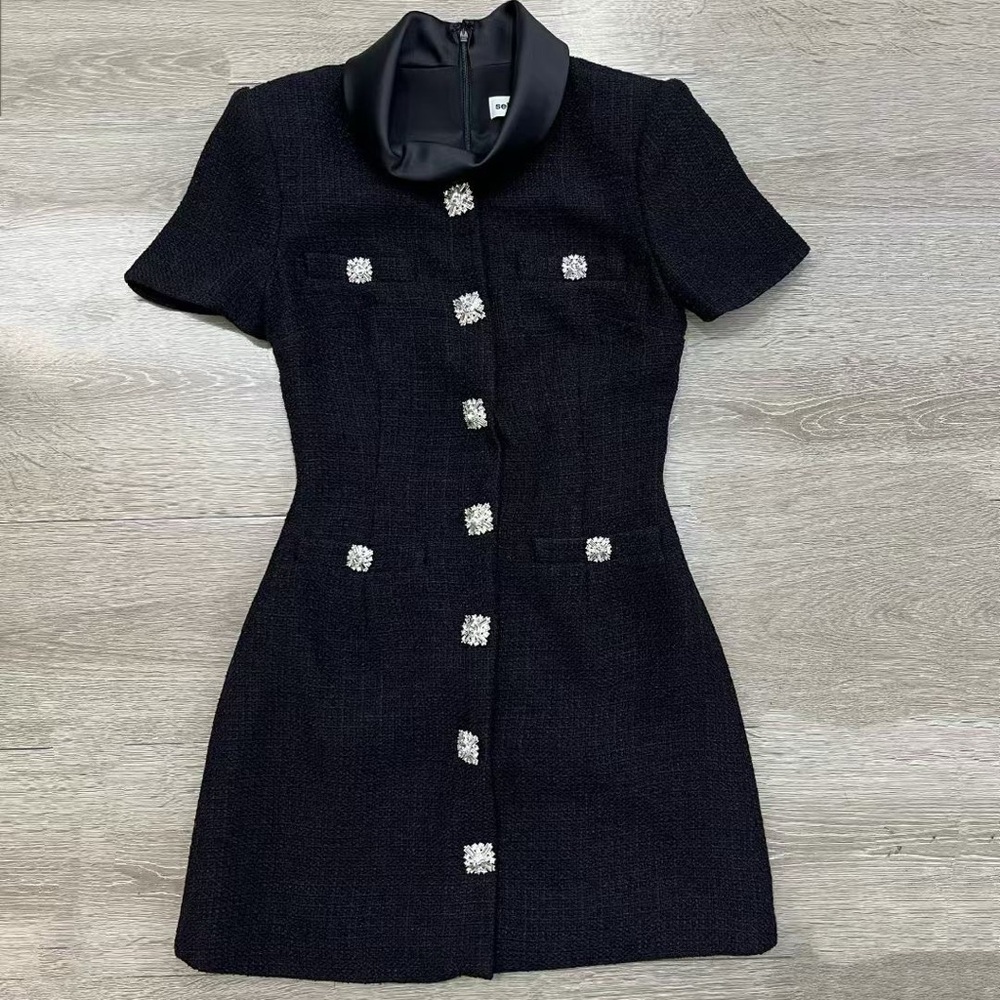 SOLD OUT
Self-Portrait NEW BLACK BOUCLE COLLARED MINI DRESS - Picture 6 of 6